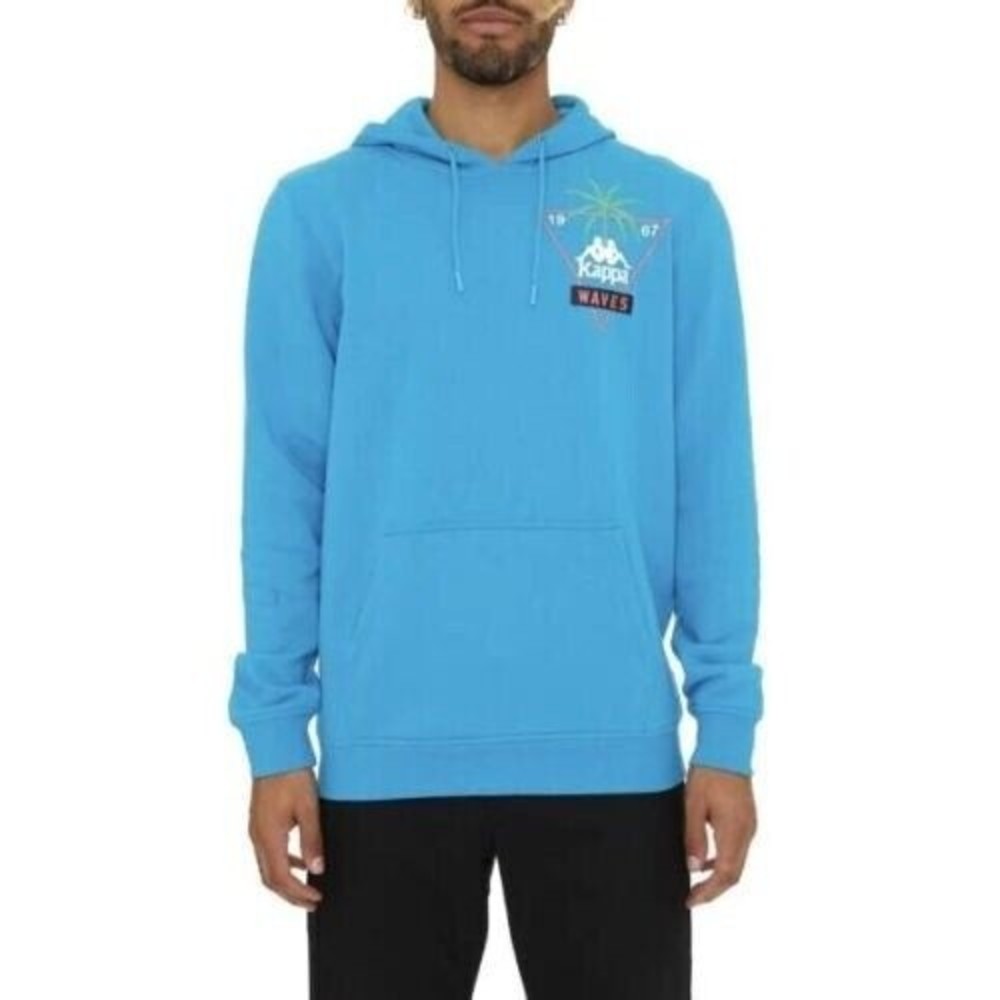 Kappa Oracabessa Waves Men small Blue Pullover Hoodie Hooded Sweatshirt